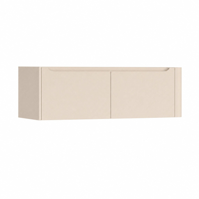 H&R Badmeubelen Juice Wastafelonderkast - 140x45x40cm - rechterhoek afgerond - 2 lades - geïntegreerde greep - Merino