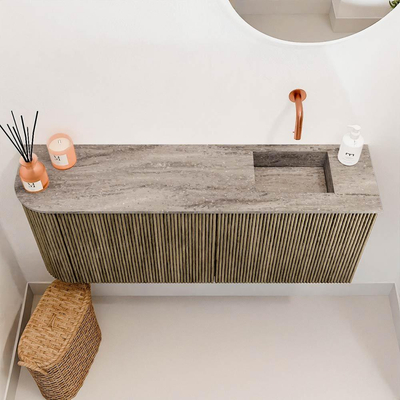 Mondiaz JOYA-DLUX 101.6cm toiletmeubel - ronding links kleur Dusk - Wastafel FAYE positie Rechts Zonder kraangat kleur Oza.