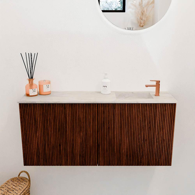 Mondiaz JOYA-DLUX 90cm toiletmeubel - kleur Ruby - Wastafel FAYE positie Rechts 1 kraangat kleur Ostra.