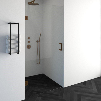BRAUER Crée Porte de douche - 100x200cm - sans profil - anti-calcaire - verre de sécurité 8mm - cuivre