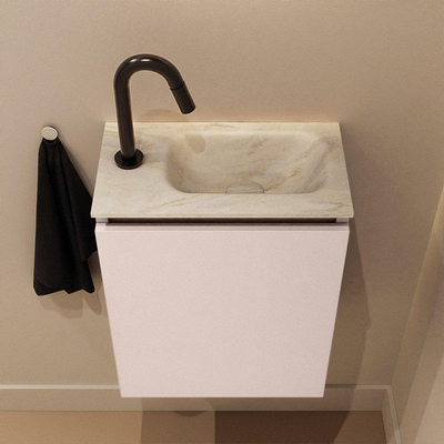 MONDIAZ TURE-DLUX Meuble WC 40 cm Rosee. Lavabo EDEN Ostra position droite. Avec 1 trou de robinet.