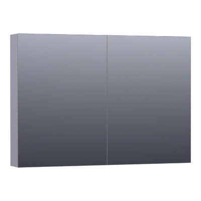 BRAUER Plain Spiegelkast - 100x70x15cm - 2 links/rechtsdraaiende spiegeldeuren - MDF - mat grijs