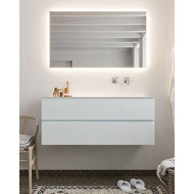 Mondiaz VICA ensemble de meuble de salle de bain - 120cm - meuble sous-vasque argile - 2 tiroirs - lavabo lune droite - sans trou de robinet - miroir LED - version XL 60cm de haut