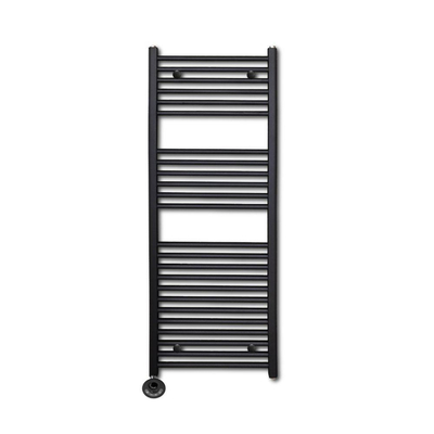Sanicare Lumara Elektrische Radiator - 120x50cm - 750W - zwarte thermostaat - linksonder - aluminium - mat zwart