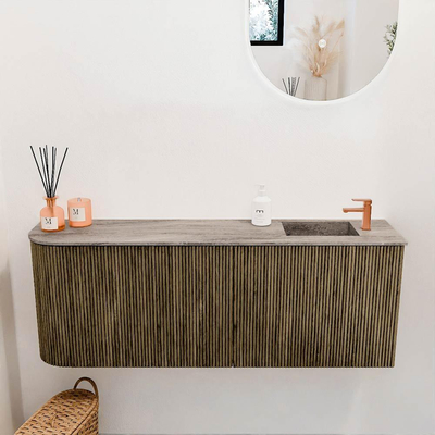 Mondiaz JOYA-DLUX 111.6cm toiletmeubel - ronding links kleur Dusk - Wastafel FAYE positie Rechts 1 kraangat kleur Oza.
