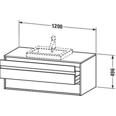 Duravit Ketho Meuble sous-lavabo avec 2 tiroirs l'un sous l'autre pour 1 lavabo encastrable 120x42.6x55cm basalte