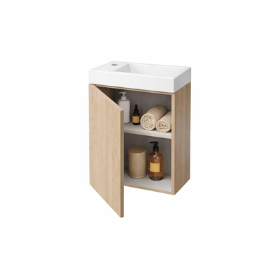 Van Marcke Durma Fonteinkastset - 40x20x50cm - 1 deur - links - 1 kraangat - links - Riverside oak