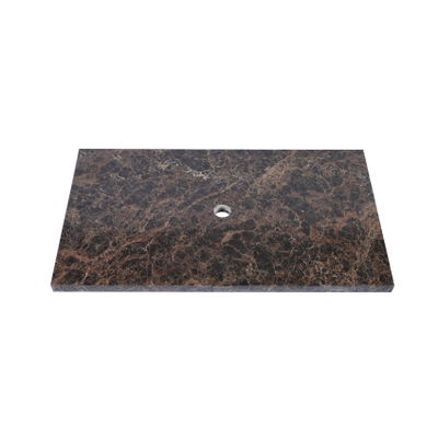Saniclass Dark Emperador plan sous vasque - 80x46cm - sans trous de robinet - 1 découpe pour le siphon - pierre naturelle marbrée