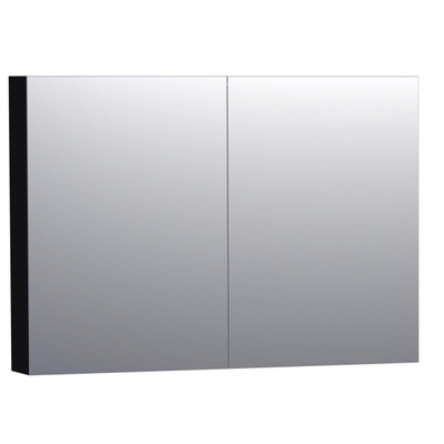Saniclass Dual Spiegelkast - 100x70x15cm - 2 links- rechtsdraaiende spiegeldeur - MDF - hoogglans zwart