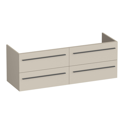 BRAUER Trust wastafelonderkast 140 excl. opbouwgrepen 4 softclose lades en 2 sifon uitsparingen - mat beige