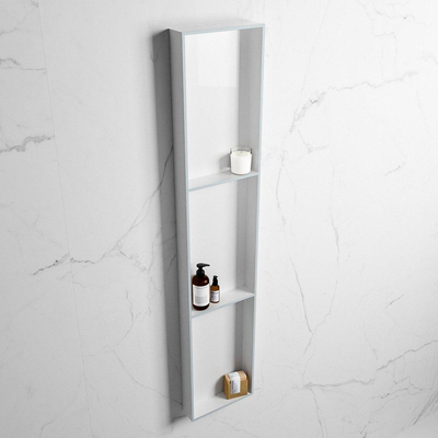 Mondiaz Easy nis 29.5x149.5x8cm voor Inbouw/opbouw 3 open vakken Solid surface Talc/Clay