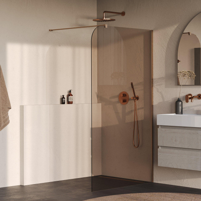 BRAUER Orion Paroi de douche à l'italienne - 120x200cm - verre bronze - revêtement en verre - PVD - cuivre brossé