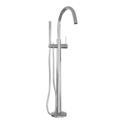 BRAUER Stripe Robinet mitigeur de baignoire sur pied - SET 01 - douchette à main en barre - flexible de douche - chrome