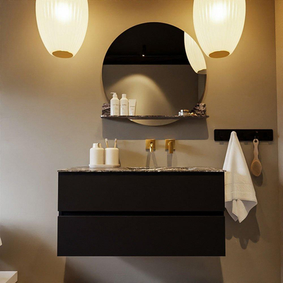 Mondiaz VICA-DLUX ensemble de meuble de salle de bain - 100cm - meuble sous-vasque urban - 2 tiroirs - lavabo encastré cloud droite - sans trous de robinet - miroir modèle spot - version XL 60cm haut - lave