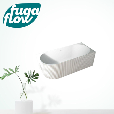 FugaFlow Eccelente Anta half vrijstaand hoekbad - ribbel - rechts - 170x80x58cm - met afvoer - acryl - mat wit