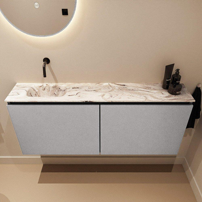 MONDIAZ TURE-DLUX 120cm toiletmeubel Plata. EDEN wastafel Glace positie links. Zonder kraangat.