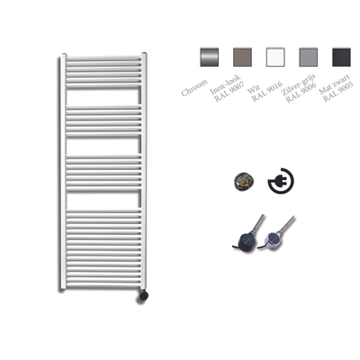 Sanicare electrische design radiator 172 x 60 cm Wit met thermostaat chroom