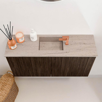 Mondiaz JOYA-DLUX 80cm toiletmeubel - kleur Walnut - Wastafel FAYE positie Midden 1 kraangat kleur Saba.