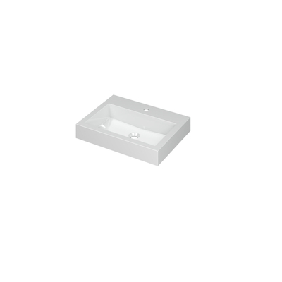 INK Momento wastafel - 60x45x9cm - 1 wasbak - 1 kraangat - polystone wit glans