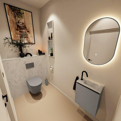 MONDIAZ TURE-DLUX Meuble de toilettes 40 cm Smoke. Lavabo EDEN Opalo position à droite. Avec 1 trou de robinet.