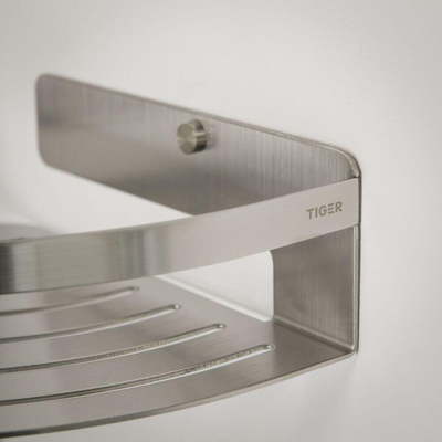 Tiger Caddy Panier de douche d'angle grand Inox brossé 22.4x7x22.4cm