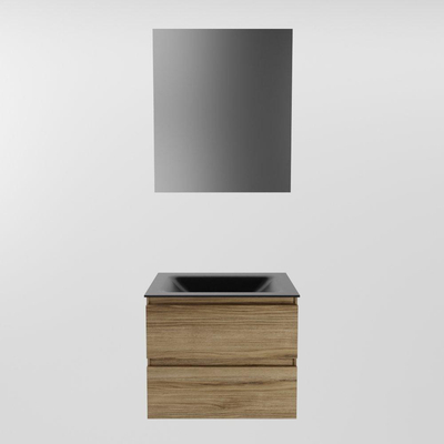 Mondiaz AIVY Ensemble de meuble - 60x45x50cm - 0 trous de robinet - 1 vasque Urban Solid surface - Centre - 2 tiroirs - avec miroir - Melamine Chai