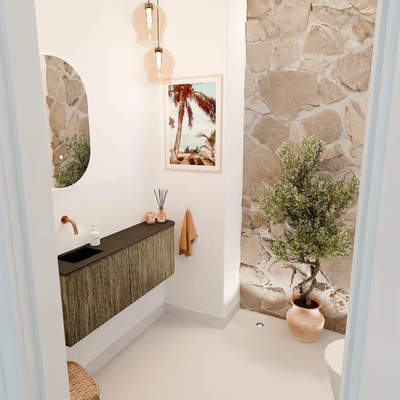 Mondiaz JOYA 111.6cm toiletmeubel - ronding rechts kleur Dusk - Wastafel FAYE positie Links Zonder kraangat kleur Urban.