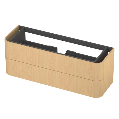 INK Concept R Wastafelonderkast - 140x45x52cm - 2 lades - opliggende grepen - afgeronde hoeken - MDF - light veneer