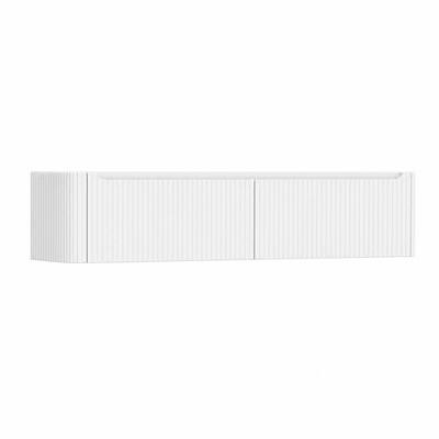 H&R Badmeubelen Juice Wastafelonderkast - 180x45x40cm - linkerhoek afgerond - 3D-front - 2 lades - geïntegreerde greep - wit hoogglans