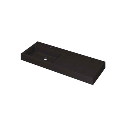 INK Momento lavabo - 120x45x9cm - 1 bassin à gauche - 1 trou de robinet - Quartz noir