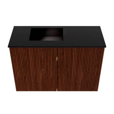 Mondiaz JOYA 60cm toiletmeubel - kleur Ruby - Wastafel FAYE positie Links 1 kraangat kleur Urban.