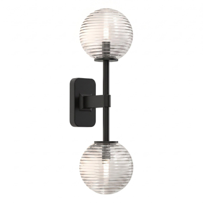 Astro Tacoma Twin Wandlamp/Plafondlamp - 230V - IP44 - bol - geribbeld - helder glas - mat zwart