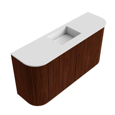 Mondiaz JOYA 83.2cm toiletmeubel - ronding links en rechts kleur Ruby - Wastafel FAYE positie Midden Zonder kraangat kleur Talc.