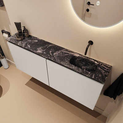 MONDIAZ TURE-DLUX 120cm toiletmeubel Linen. EDEN wastafel Lava positie rechts. Zonder kraangat.