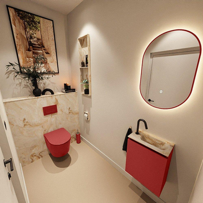 MONDIAZ TURE-DLUX 40cm toiletmeubel Fire. EDEN wastafel Frappe positie rechts. Met 1 kraangat.