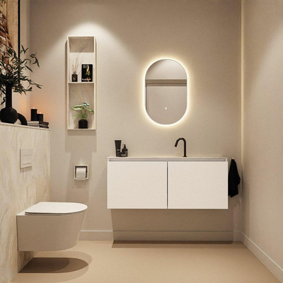 MONDIAZ TURE-DLUX Meuble WC 120 cm Talc. Lavabo EDEN Ostra position milieu. Avec 1 trou de robinet.