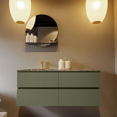 Mondiaz VICA-DLUX Ensemble de meuble de salle de bain - 120cm - meuble sous-vasque armée - 4 tiroirs - lavabo encastrée nuage gauche - 1 trou de robinet - version haute de 60cm - lave