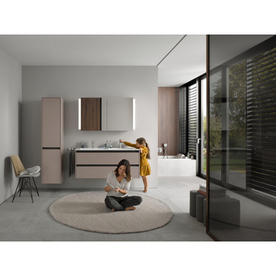 Duravit Ketho.2 Wastafelonderbouwkast - met 2 laden - voor dubbele wastafel - 128x48x55cm - met grepen antraciet - basalt mat