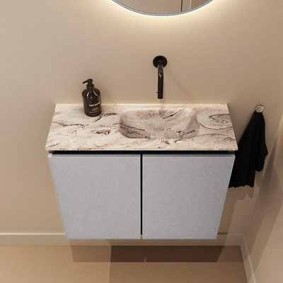 MONDIAZ TURE-DLUX Meuble WC 60cm Plata. EDEN lavabo Glace position droite. Sans trou de robinet.