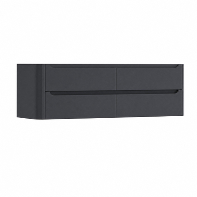 H&R Badmeubelen Juice Wastafelonderkast - 160x45x50cm - linkerhoek afgerond - 4 lades - geïntegreerde greep - Dark blue mat