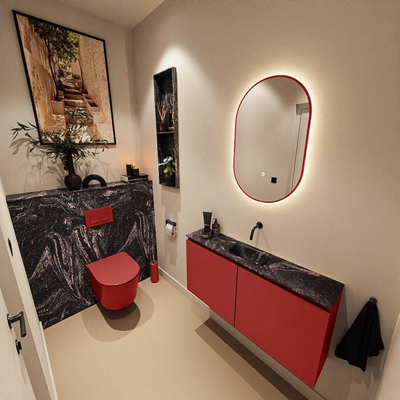 MONDIAZ TURE-DLUX Meuble toilette - 100cm - Fire - EDEN - vasque Lava - position centrale - sans trou de robinet