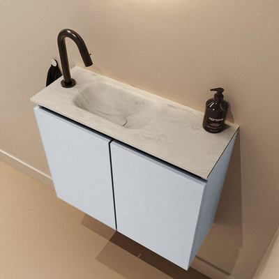 MONDIAZ TURE-DLUX meuble de toilettes 60cm Clay. Lavabo EDEN Opalo position gauche. Avec 1 trou de robinet.
