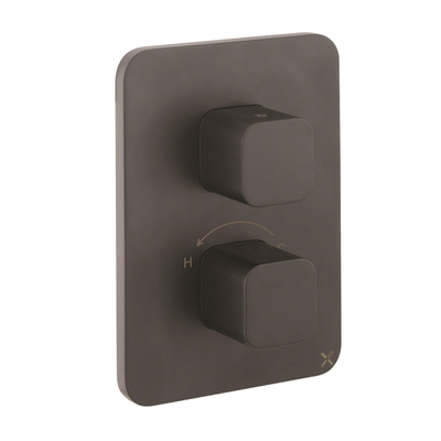 Crosswater Atoll Thermostatische Crossbox - inbouw - met afbouwdeel - 2 functies - zwart mat