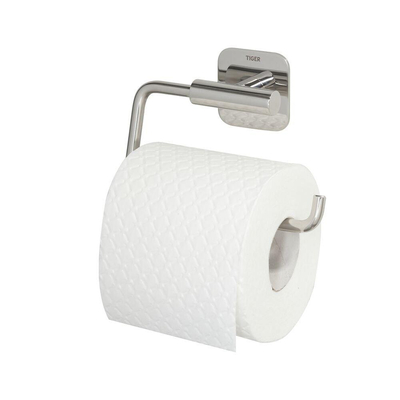 Tiger Colar Toiletrolhouder - zonder klep - zelfklevend - gepolijst RVS