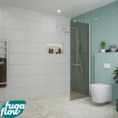 FugaFlow Eccelente Vetro Douche à l'italienne - 70x200cm - verre fumé - Blanc mat