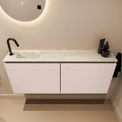 MONDIAZ TURE-DLUX 120cm toiletmeubel Rosee. EDEN wastafel Ostra positie links. Met 1 kraangat.