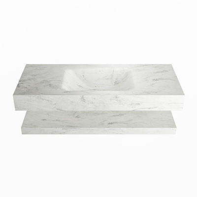 Mondiaz ALAN-DLUX Ensemble de meuble - 110cm - meuble Opalo mat - 0 tiroirs - Lavabo Cloud Opalo suspendu - vasque Centre - 1 trou de robinet