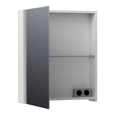 BRAUER Plain Spiegelkast - 60x70x15cm - 1 linksdraaiende spiegeldeur - MDF - hoogglans wit