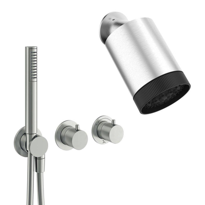 Crosswater MPRO Module inbouw regendoucheset – Ø10 cm hoofddouche – staafhanddouche – 2 hendels – RVS geborsteld