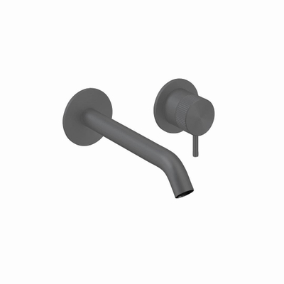 Crosswater 3ONE6 Wastafelkraan inbouw - gebogen uitloop 18cm - 1 knop - slate gunmetal (antraciet)